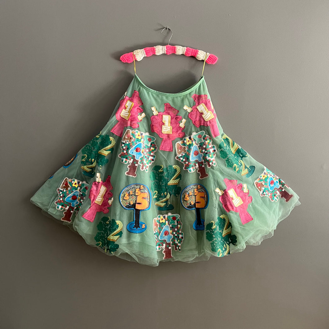 Bespoke printed tutu with number tree transfers.