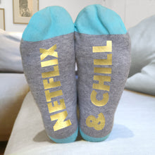 Netflix & Chill 'Feet Up' funny message socks