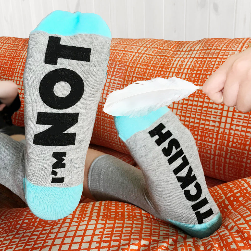 I'm Not Ticklish' funny Feet Up socks – TwistedTwee