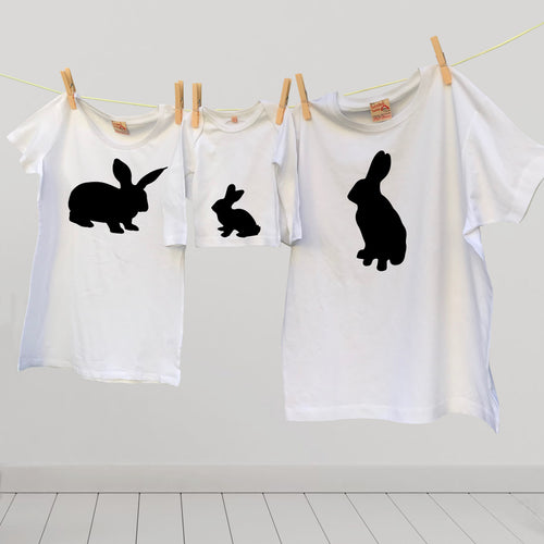 Matching family rabbits t shirt set for mum, dad and bunny