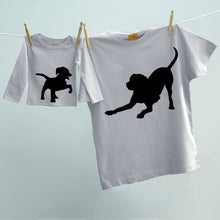 Dog and two puppies matching set for dad and twins or siblings