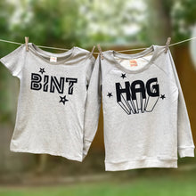 Entire Hag range  - black flock on grey organic clothing