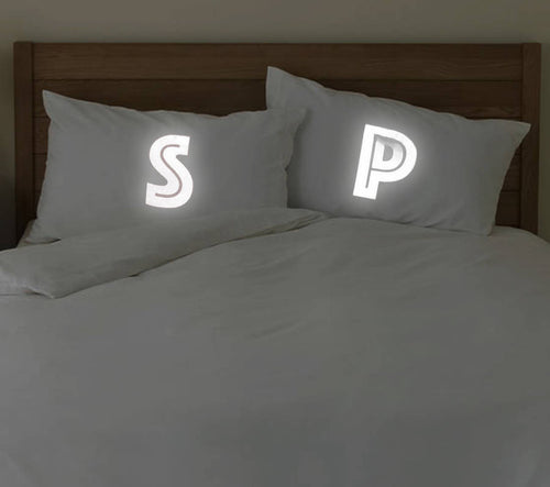 Glow in the dark personalised Reflective Letter pillowcases