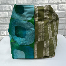 Vintage IKEA bag - olive green and blue circular 60's print with floral lining