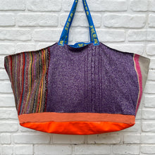 Vintage IKEA bags - a medley of lush purples with woolly striped lining