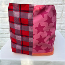 Vintage IKEA bags - pink stars, checks and stripes with gold canvas lining