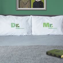 Mr / Mrs / Dr pillowcase set for married couples (green)