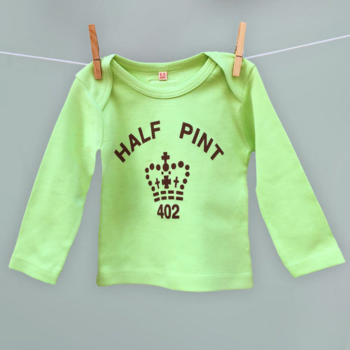 Half Pint t shirt for child and baby in mint green and brown