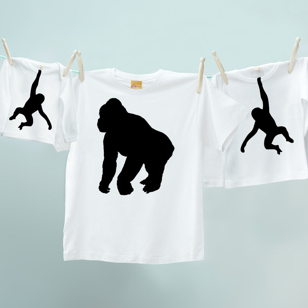 Matching dad and child Gorilla and Monkey set for parents and infants