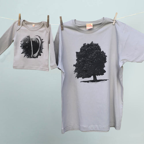 Chestnut tree and conker matching tshirts for parent and child