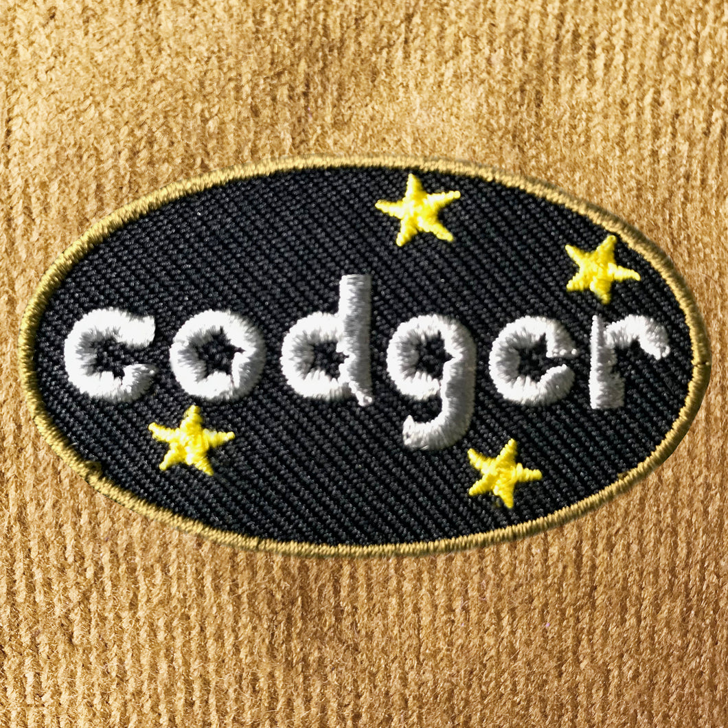 CODGER iron-on clothes patch from the Hag Range