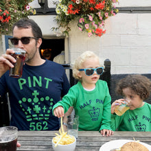 Pint & Half Pint twinning tshirt set for dad and child (navy / green)