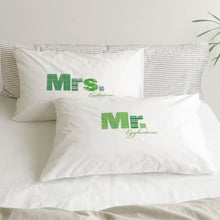 Mr / Mrs / Dr pillowcase set for married couples (green)