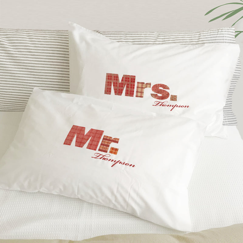 Mr and best sale mrs embroidered pillowcases