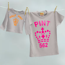 Mummy and baby Pint and Half Pint t shirts (grey/citrus)