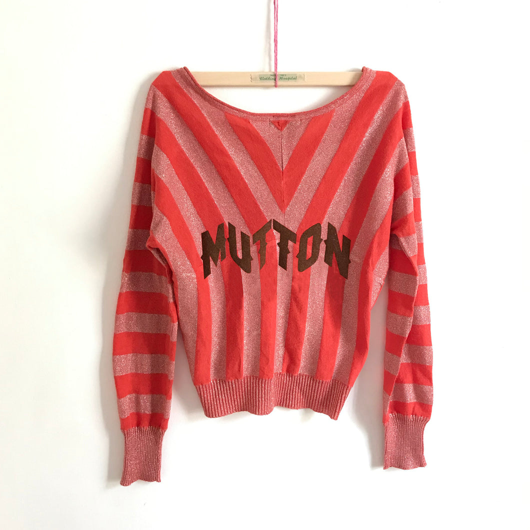 MUTTON up-cycled glitter stripy jumper