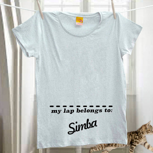 My lap belongs to my cat - personalised t shirt for a crazy cat lady