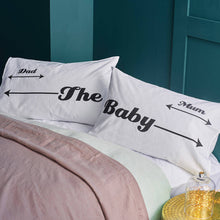 Mum, Dad and Baby Bedhogger personalised pillowcase set