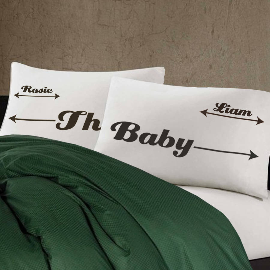 Mum, Dad and Baby Bedhogger personalised pillowcase set