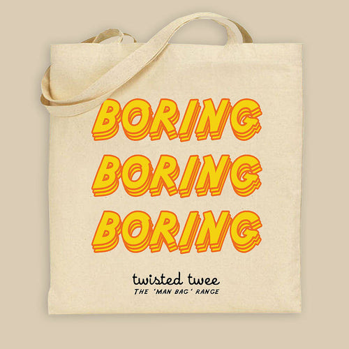 'Boring' canvas bag for the disgruntled male shopper