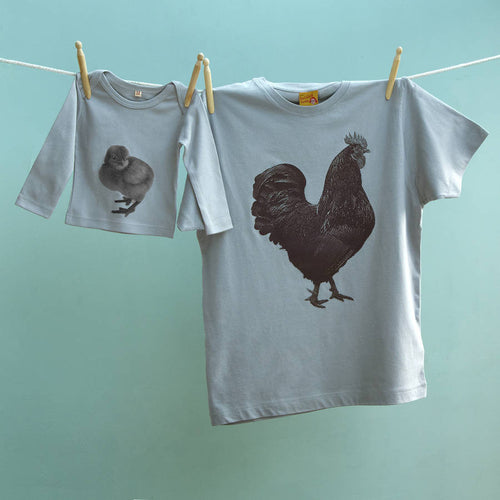 Cockerel & Chick matching t shirt twinset for dad and baby / child