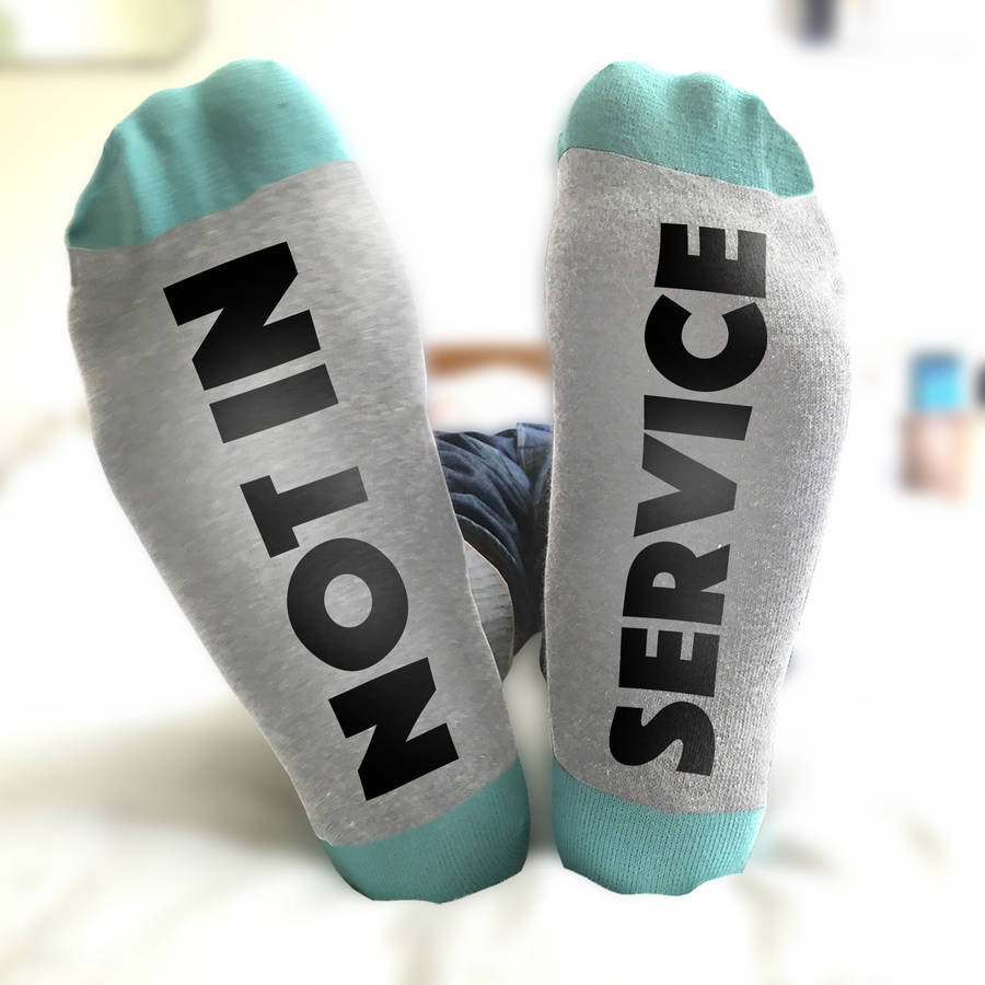 Not in Service secret message 'Feet Up' socks