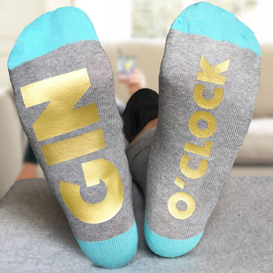 Gin O'Clock 'Feet Up' gold socks for men and women