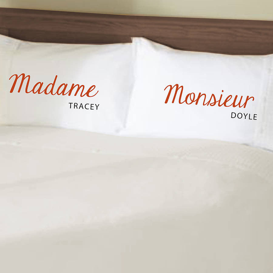 Funny Madam and Monsieur personalised pillowcases Gift Set