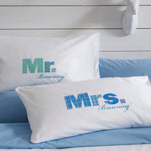 Mr / Mrs / Dr pillowcase set for married couples (Blue)