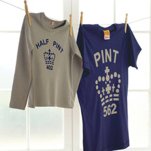 Pint & Half Pint t shirt set for dad and son/ daughter in navy / grey