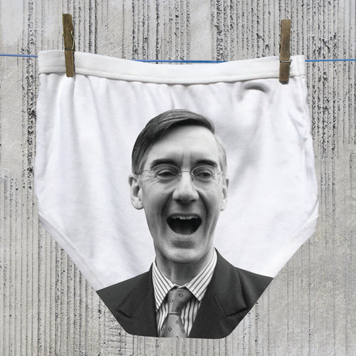 Rees-Mogg's face on adult Political Pants