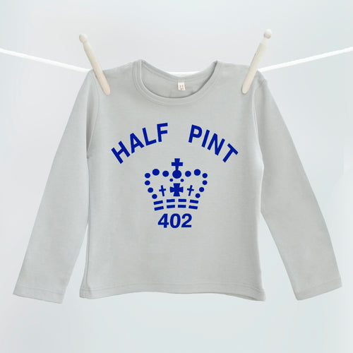 Child's Half Pint organic t shirt in grey and navy