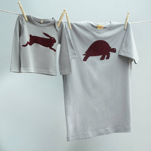 Tortoise & Hare matching t shirt twinset for dad and child / baby