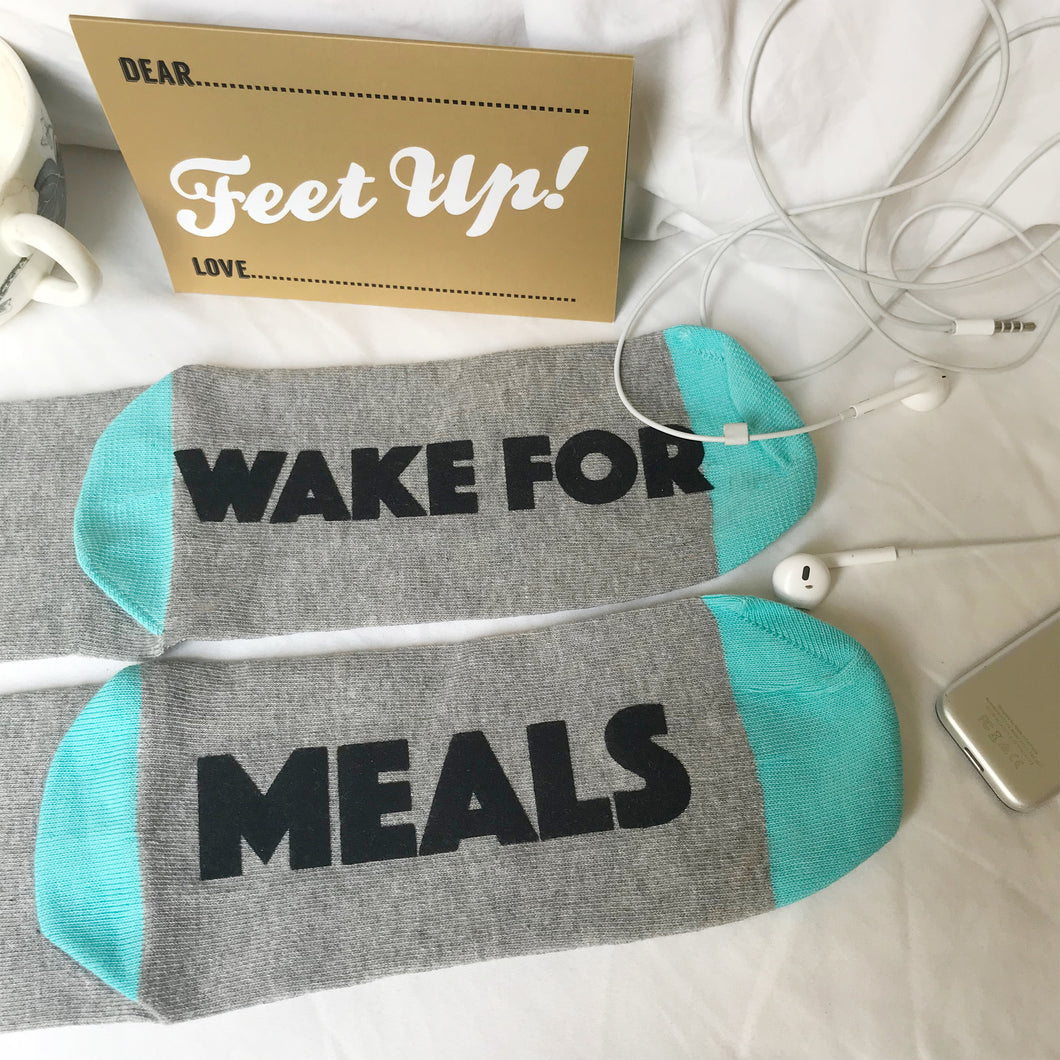 'Please Wake for Meals' overload socks
