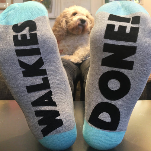 'Walkies Done' dog lovers walking socks